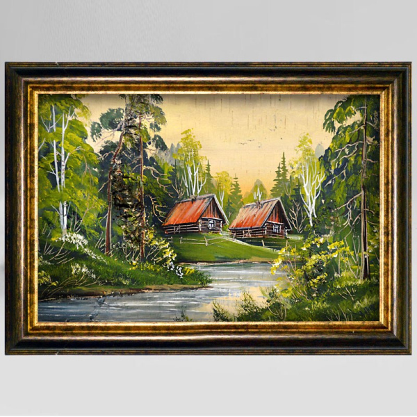 Картина на бересте "Таёжный пейзаж"